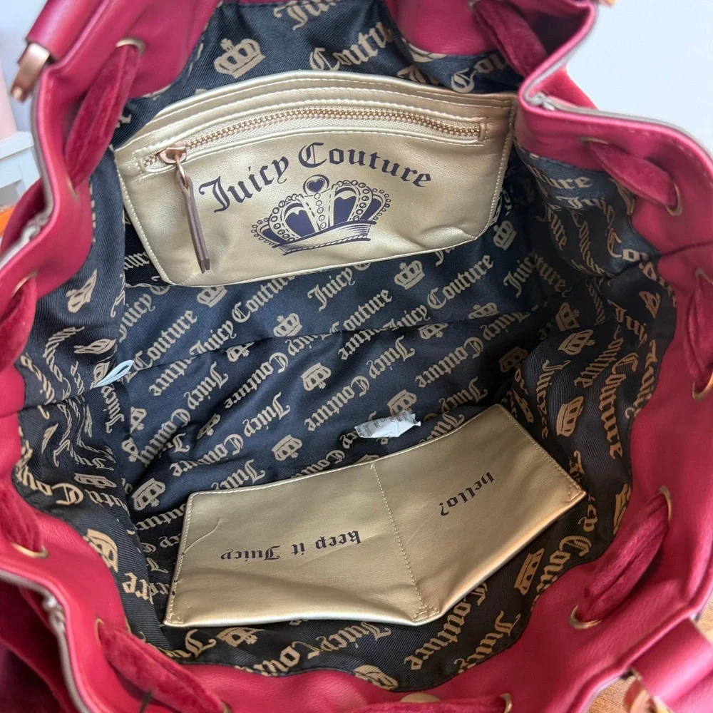 New Juicy Couture Juicy Crown Daydreamer Tote Shoulder Bag Cranberry Red